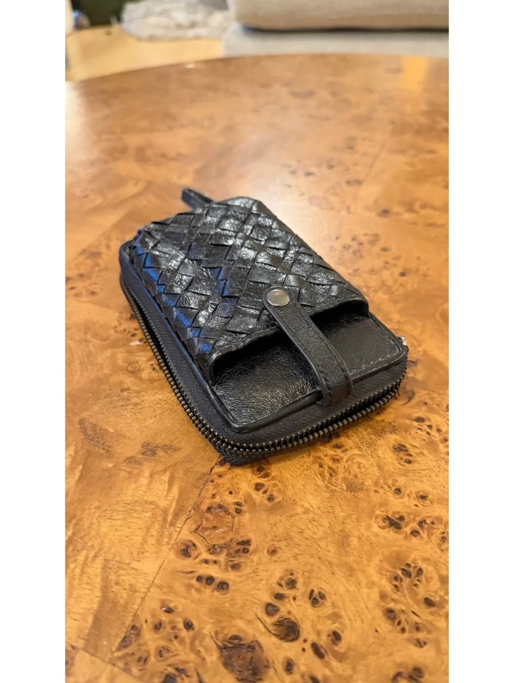 Elliott Lucca Black Woven Leather Wristlet Wallet